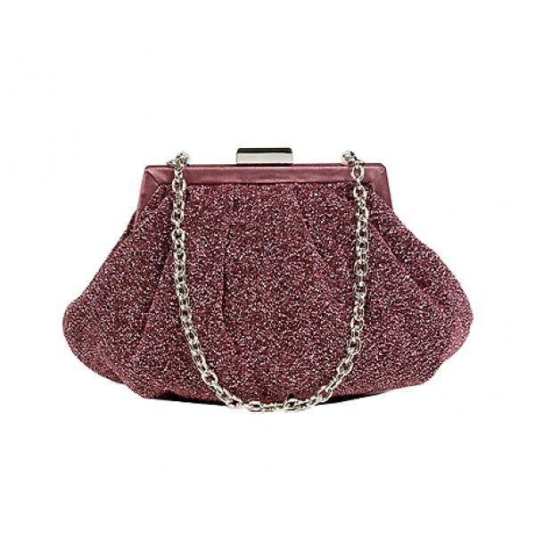 Evening Bag - Glittery Look Fabric - Fuchsia - BG-92093FU